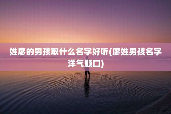 姓廖的男孩取什么名字好听(廖姓男孩名字洋气顺口)
