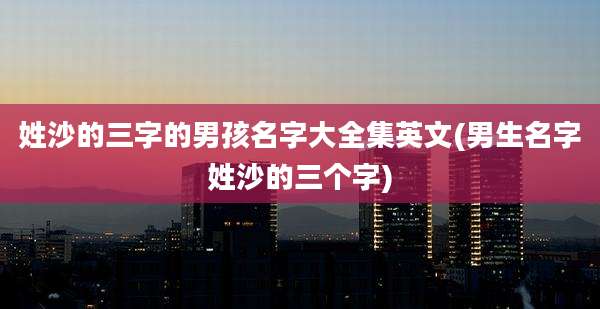 姓沙的三字的男孩名字大全集英文(男生名字姓沙的三个字)