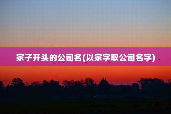 家子开头的公司名(以家字取公司名字)