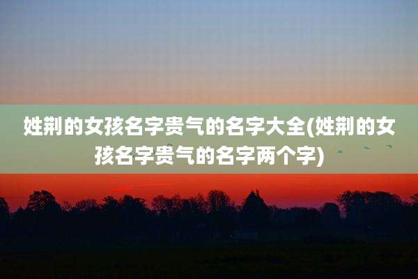 姓荆的女孩名字贵气的名字大全(姓荆的女孩名字贵气的名字两个字)
