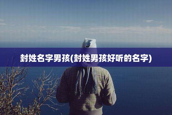 封姓名字男孩(封姓男孩好听的名字)