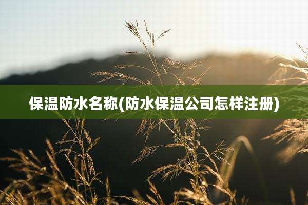 保温防水名称(防水保温公司怎样注册)