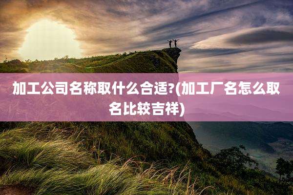 加工公司名称取什么合适?(加工厂名怎么取名比较吉祥)