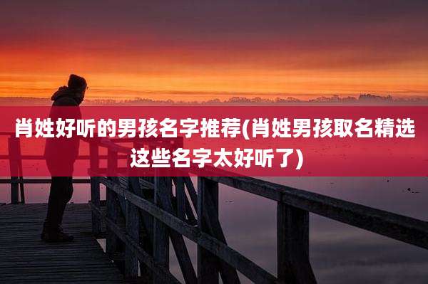 肖姓好听的男孩名字推荐(肖姓男孩取名精选 这些名字太好听了)