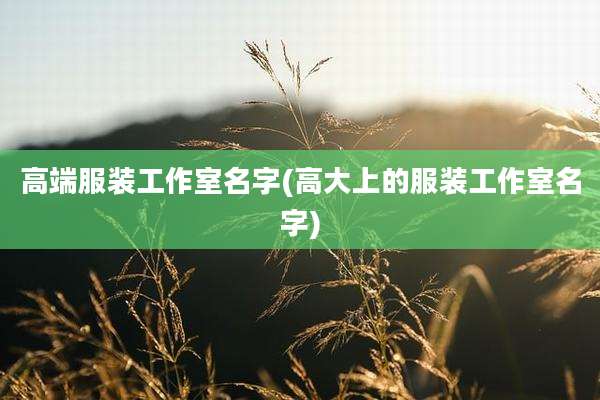 高端服装工作室名字(高大上的服装工作室名字)