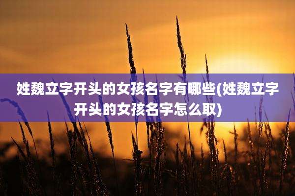 姓魏立字开头的女孩名字有哪些(姓魏立字开头的女孩名字怎么取)