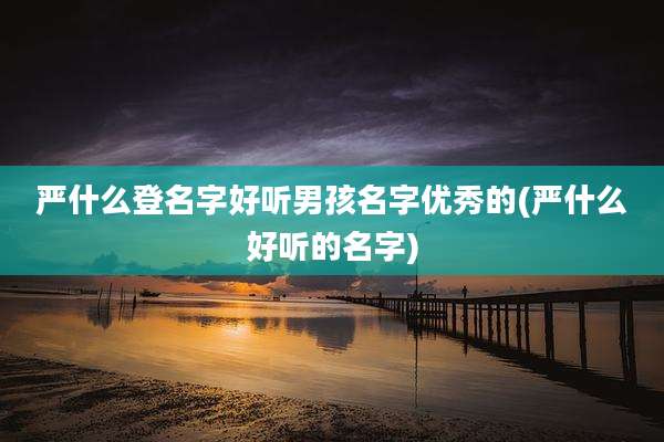 严什么登名字好听男孩名字优秀的(严什么好听的名字)
