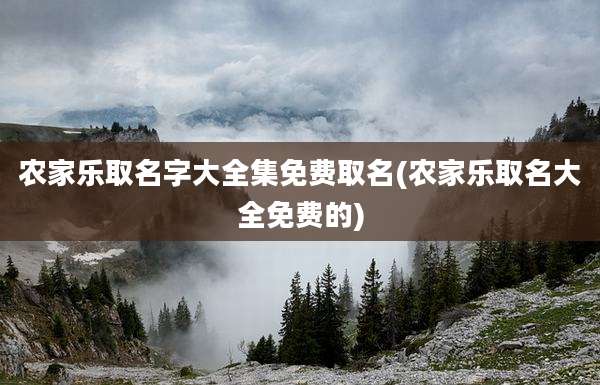 农家乐取名字大全集免费取名(农家乐取名大全免费的)