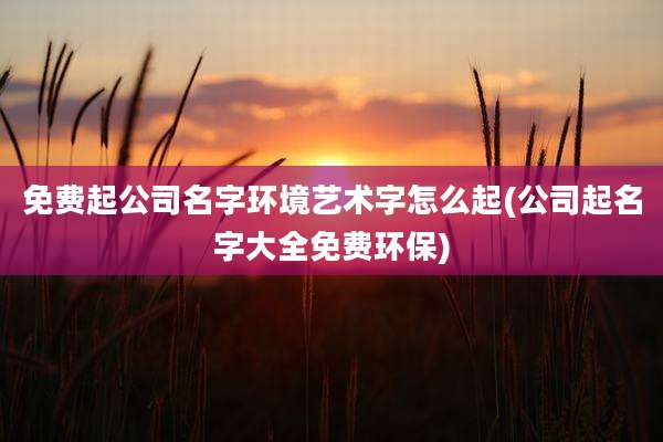 免费起公司名字环境艺术字怎么起(公司起名字大全免费环保)