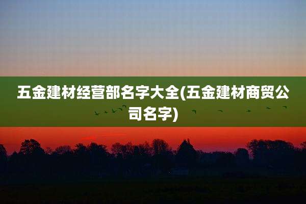 五金建材经营部名字大全(五金建材商贸公司名字)
