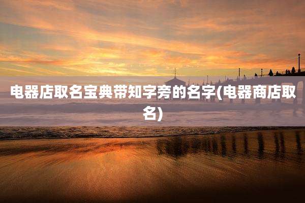 电器店取名宝典带知字旁的名字(电器商店取名)