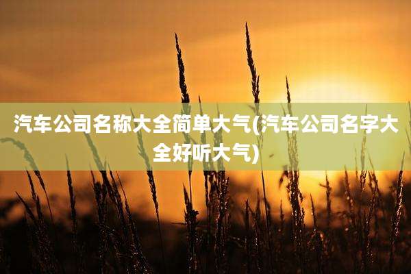 汽车公司名称大全简单大气(汽车公司名字大全好听大气)