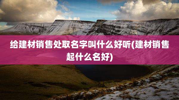 给建材销售处取名字叫什么好听(建材销售起什么名好)