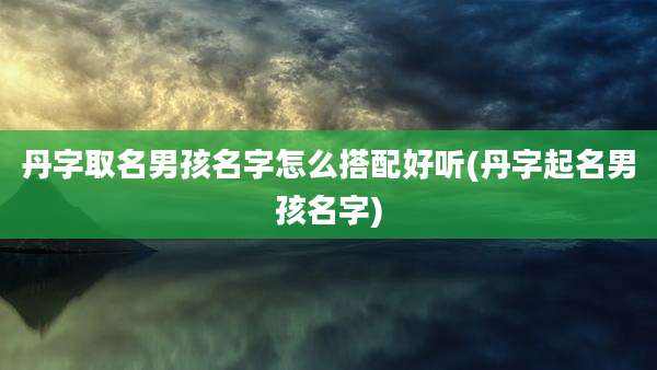 丹字取名男孩名字怎么搭配好听(丹字起名男孩名字)
