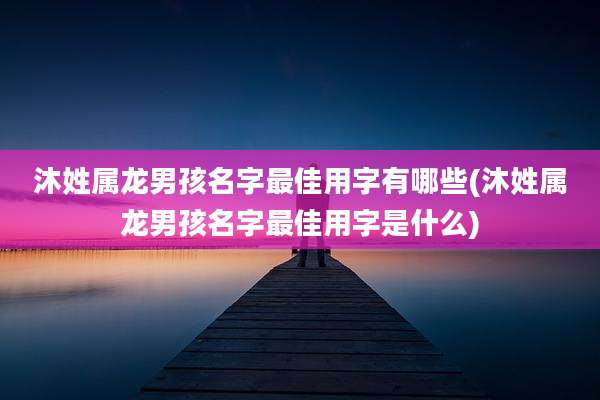 沐姓属龙男孩名字最佳用字有哪些(沐姓属龙男孩名字最佳用字是什么)