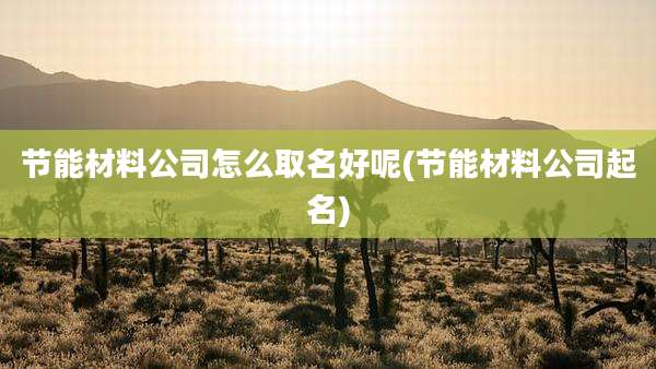 节能材料公司怎么取名好呢(节能材料公司起名)