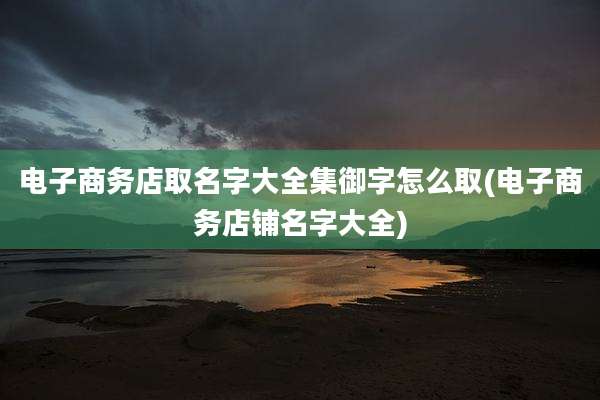 电子商务店取名字大全集御字怎么取(电子商务店铺名字大全)