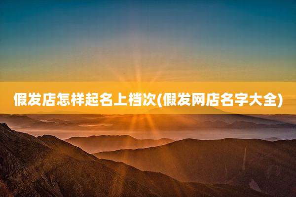 假发店怎样起名上档次(假发网店名字大全)