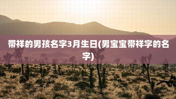 带祥的男孩名字3月生日(男宝宝带祥字的名字)