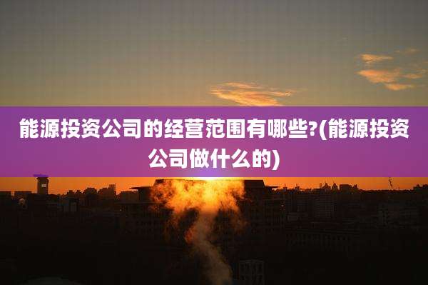 能源投资公司的经营范围有哪些?(能源投资公司做什么的)