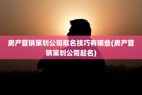 房产营销策划公司取名技巧有哪些(房产营销策划公司起名)
