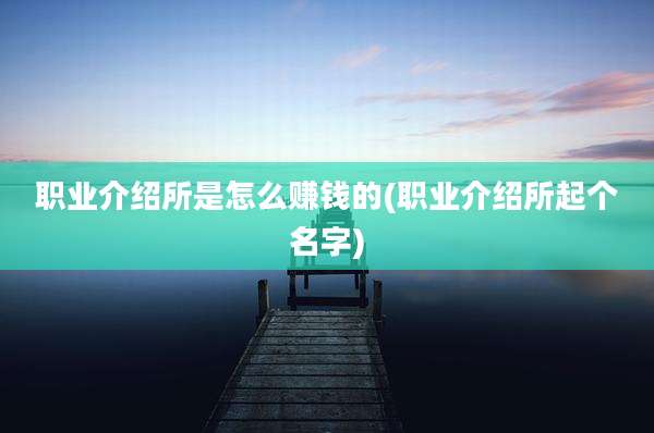 职业介绍所是怎么赚钱的(职业介绍所起个名字)