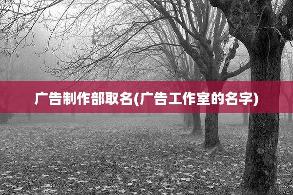 广告制作部取名(广告工作室的名字)