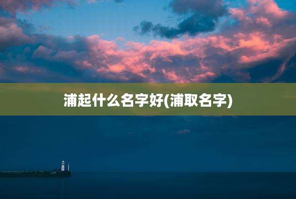 浦起什么名字好(浦取名字)