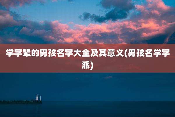 学字辈的男孩名字大全及其意义(男孩名学字派)