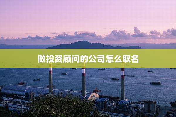 做投资顾问的公司怎么取名