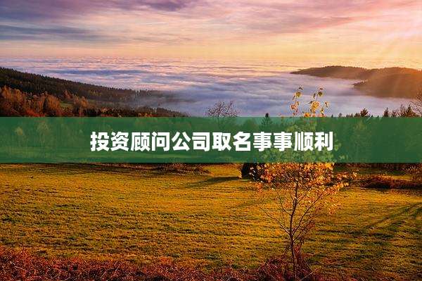 投资顾问公司取名事事顺利