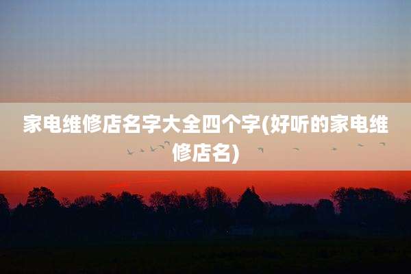 家电维修店名字大全四个字(好听的家电维修店名)