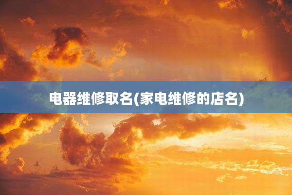 电器维修取名(家电维修的店名)