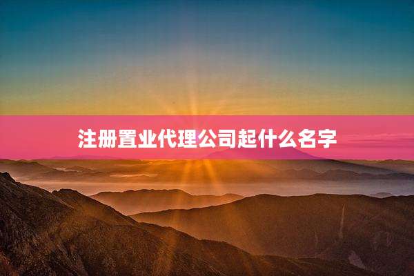 注册置业代理公司起什么名字