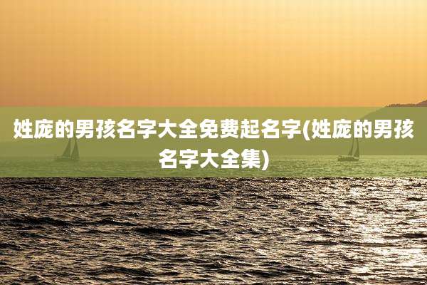姓庞的男孩名字大全免费起名字(姓庞的男孩名字大全集)