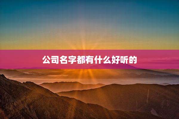公司名字都有什么好听的