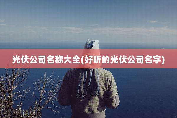 光伏公司名称大全(好听的光伏公司名字)