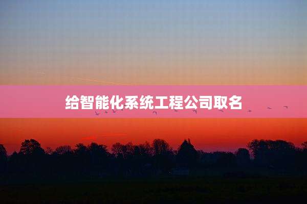 给智能化系统工程公司取名