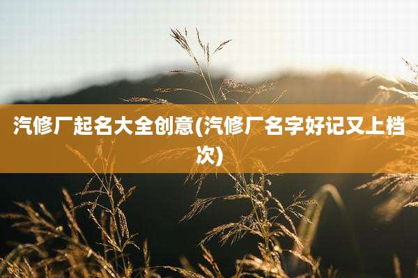 汽修厂起名大全创意(汽修厂名字好记又上档次)
