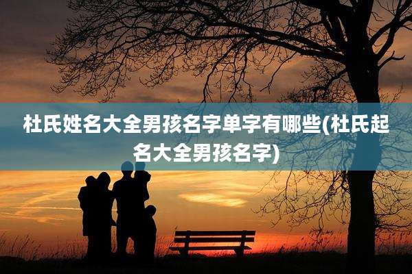杜氏姓名大全男孩名字单字有哪些(杜氏起名大全男孩名字)