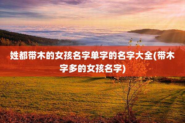姓都带木的女孩名字单字的名字大全(带木字多的女孩名字)