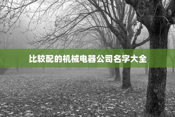 比较配的机械电器公司名字大全