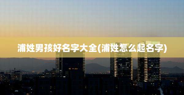 浦姓男孩好名字大全(浦姓怎么起名字)