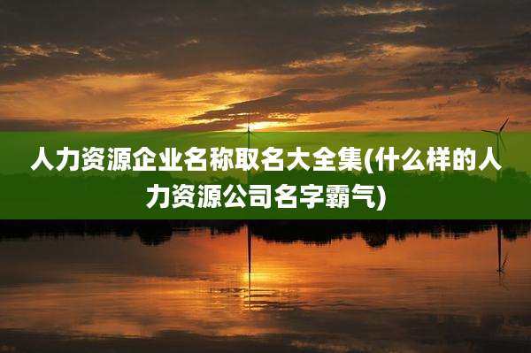 人力资源企业名称取名大全集(什么样的人力资源公司名字霸气)