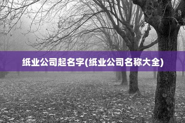 纸业公司起名字(纸业公司名称大全)