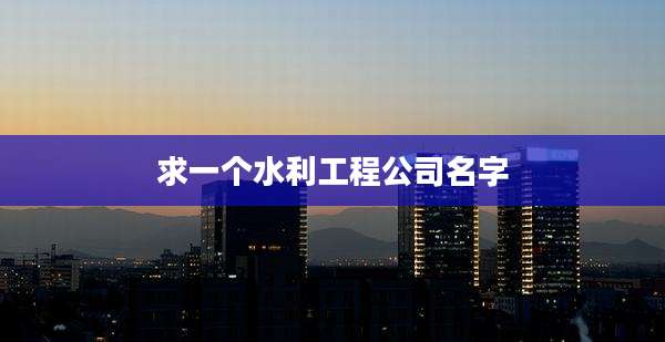 求一个水利工程公司名字