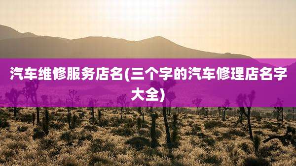 汽车维修服务店名(三个字的汽车修理店名字大全)