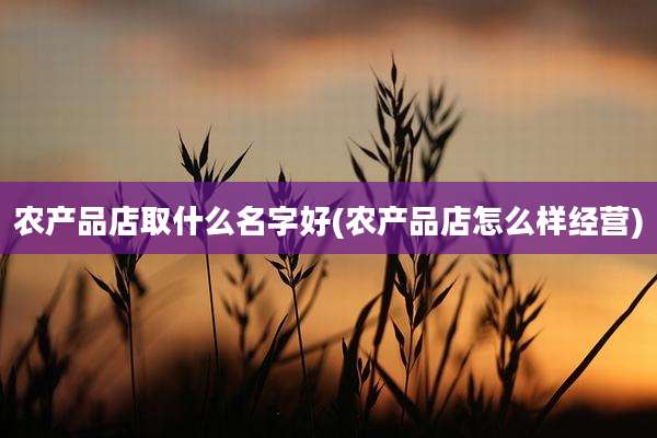 农产品店取什么名字好(农产品店怎么样经营)