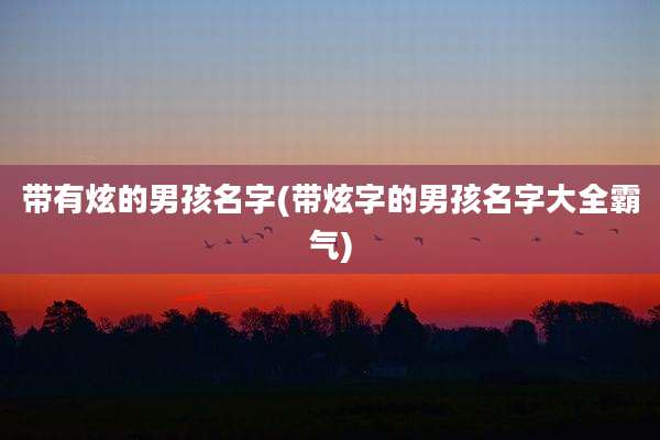 带有炫的男孩名字(带炫字的男孩名字大全霸气)