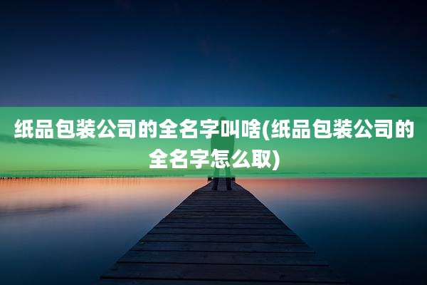 纸品包装公司的全名字叫啥(纸品包装公司的全名字怎么取)